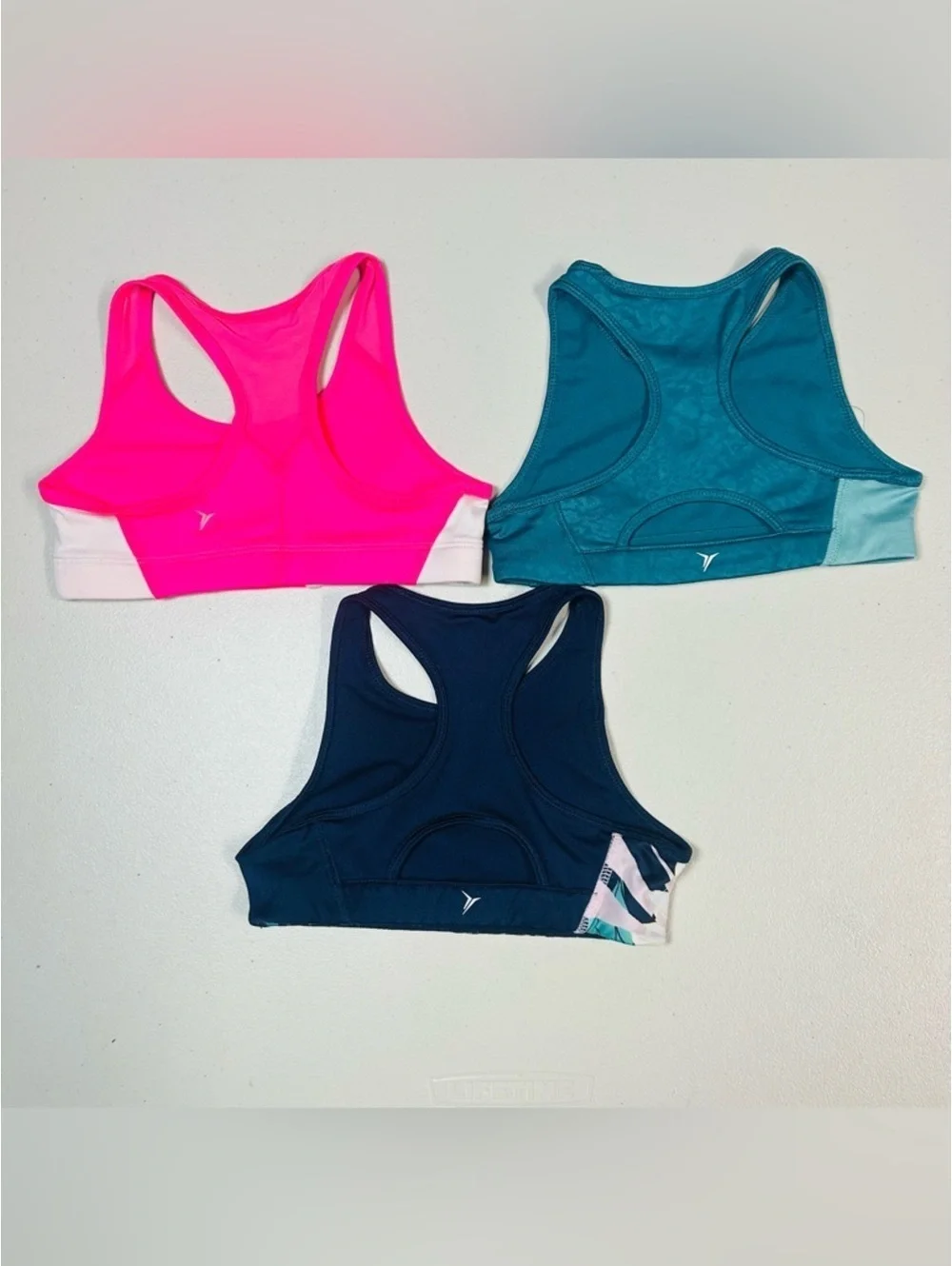 Old Navy Active Girls Sports Bra Bundle Size S 6-7 Racerback Go-Dry 3 Pack